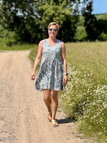 Double Slub Musselin Haren Jeansoptik mit Blüten by Swafing 
